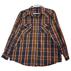 Double Pump Pearl Snap Mens 2XL Plaid Multicolored Western Cowboy Cotton